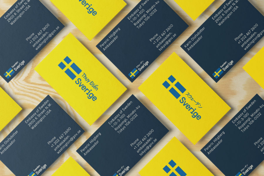 Examples of Brand Sweden visual identity.