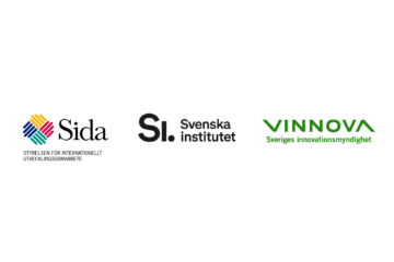 Sida, Svenska institutet respektive Vinnovas logotyper i rad.