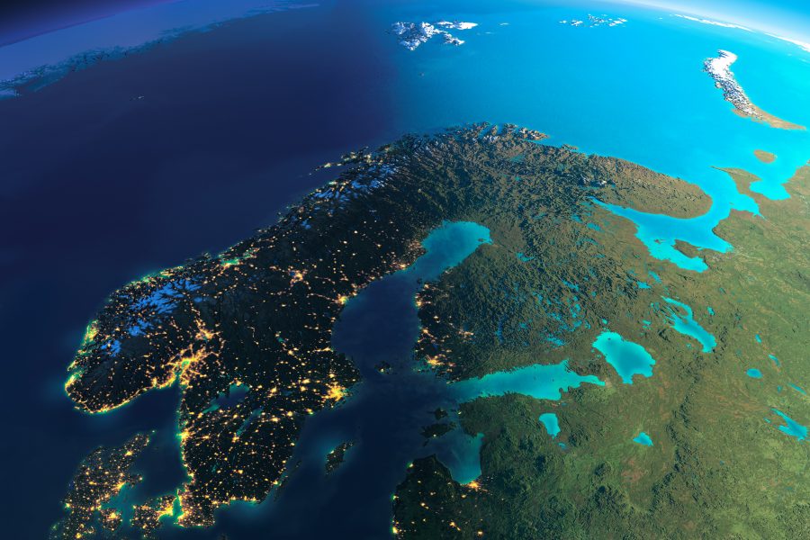 Bild över Sverige från ovan.