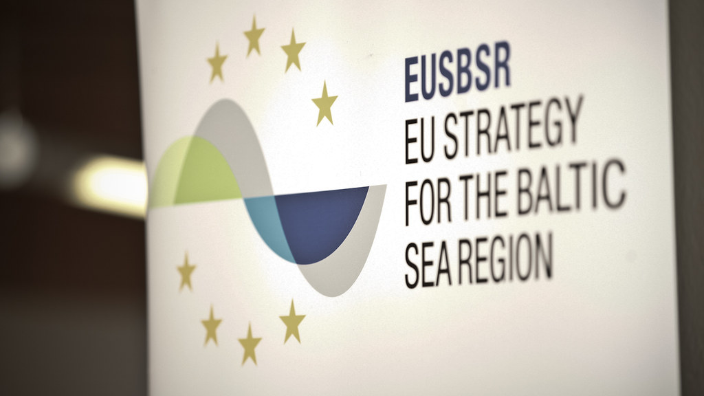 A photo of a logo which says EU Strategy for the Baltic Sea Region