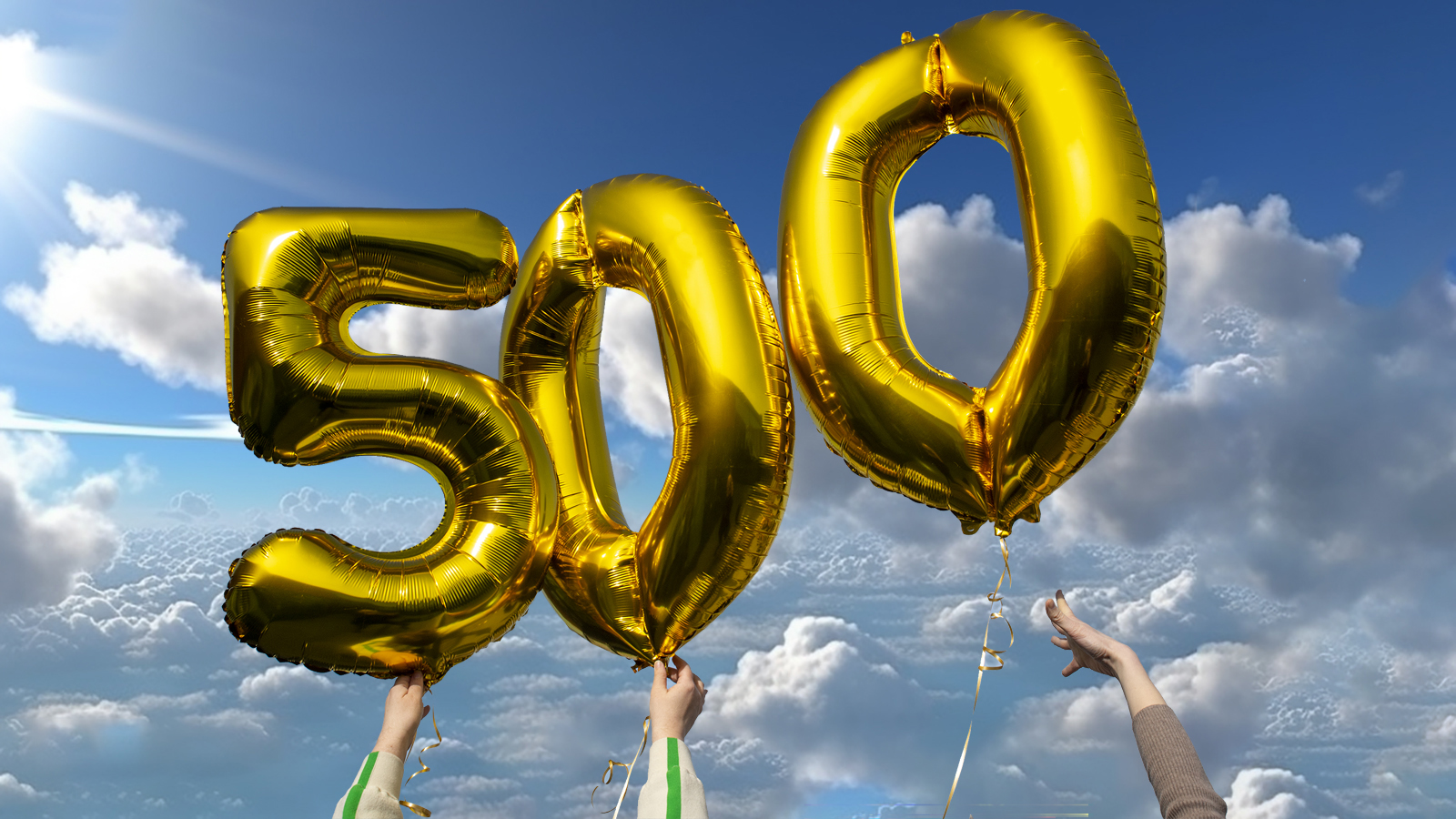Bild på ballonger som bildar 500