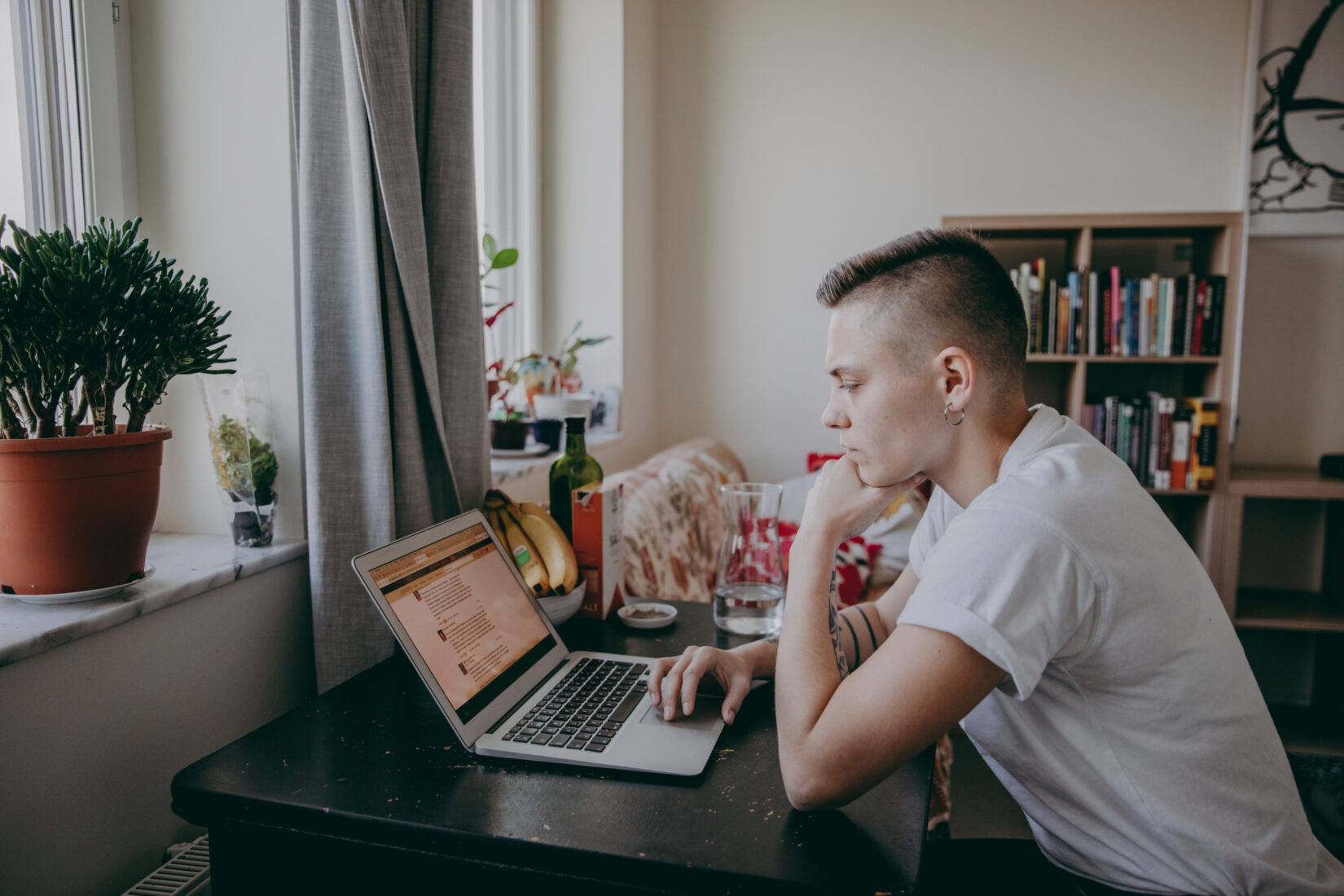 A person at his computer