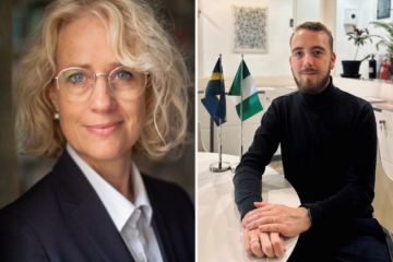 Foton på: Therése Sjömander Magnusson (PhD), direktör för Nordiska Afrikainstitutet och Fredrik Åhsberg, ansvarig för ambassadens politiska och handelssektion, Sveriges ambassad i Abuja 