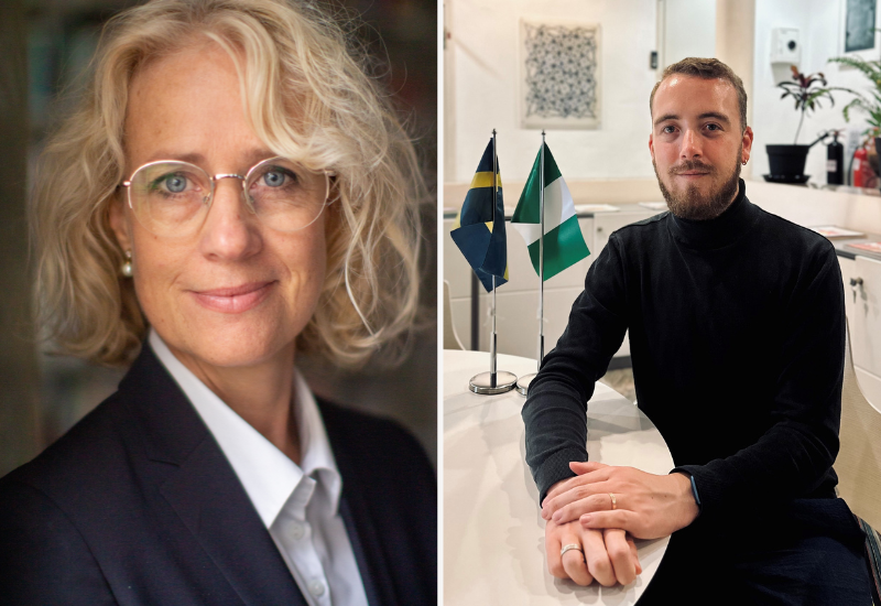 Foton på: Therése Sjömander Magnusson (PhD), direktör för Nordiska Afrikainstitutet och Fredrik Åhsberg, ansvarig för ambassadens politiska och handelssektion, Sveriges ambassad i Abuja 