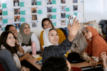 A group of participants taking a selfie